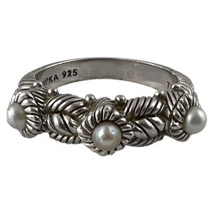 Judith Ripka Sterling Silver Pearl Ring Size 7 3/4 #12816